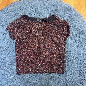 Marc Jacobs Brown Silk Patterned Blouse Size M
